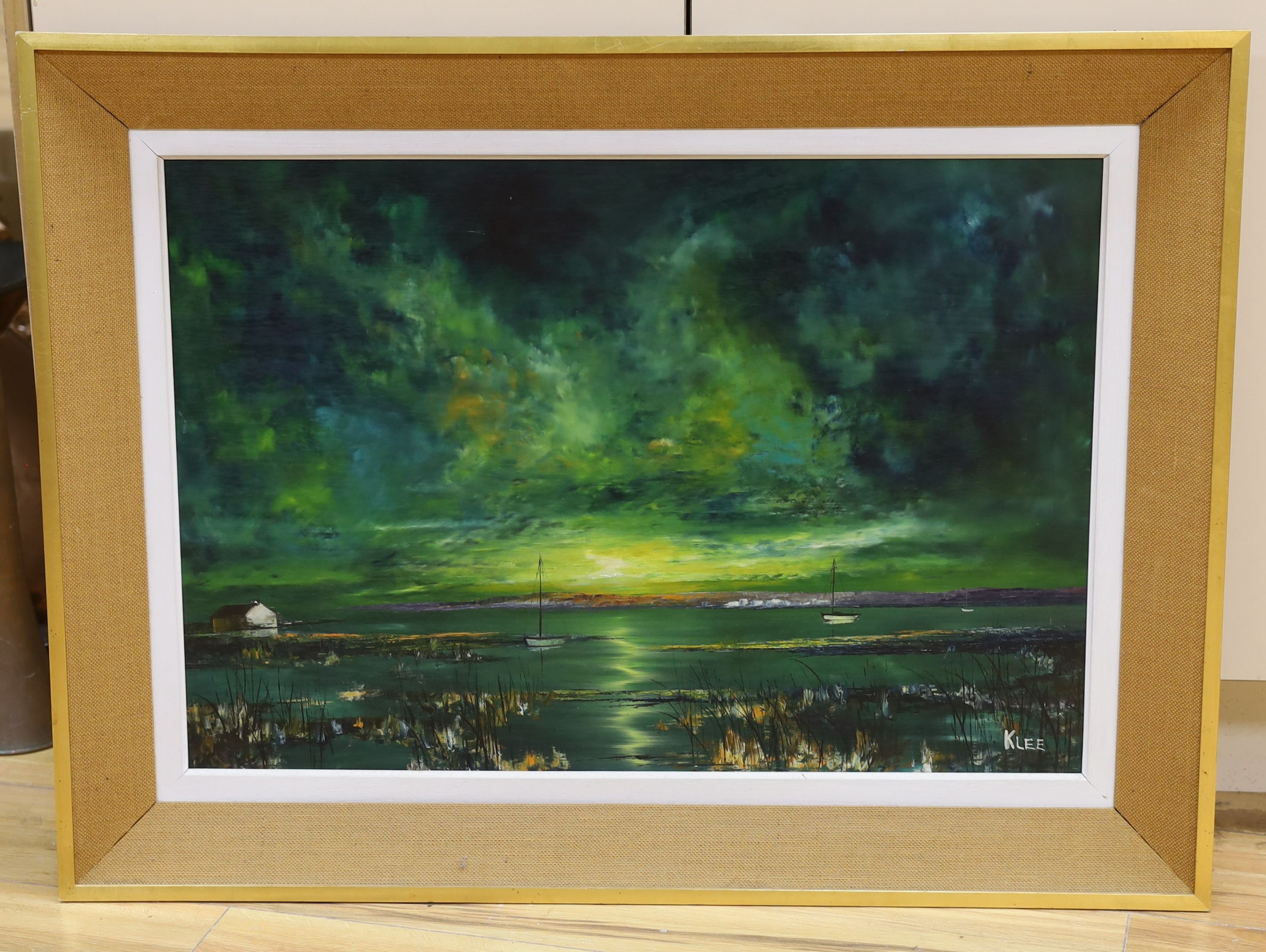 Raymond Klee (1925-2013), oil on board, Coastal landscape, signed, 49 x 72cm